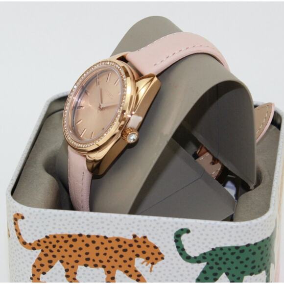 Fossil BQ3773 Vale Solar-Powered Pink Leather Watch - Picture 7 of 11